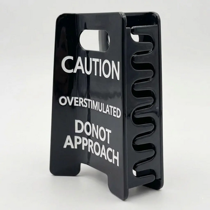 Overstimulated Caution Sign Hair Claw Clip, Setting Boundaries Caution Sign Hair Claw for Women