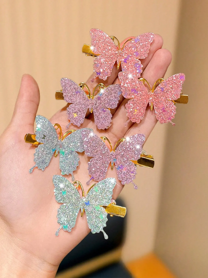 12pcs Colorful Shiny Butterfly Hair Clips, Hair Clip Set