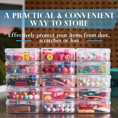 1Pcs Mini Clear Plastic Organizer Boxes with Hinged Snap Closure Lids