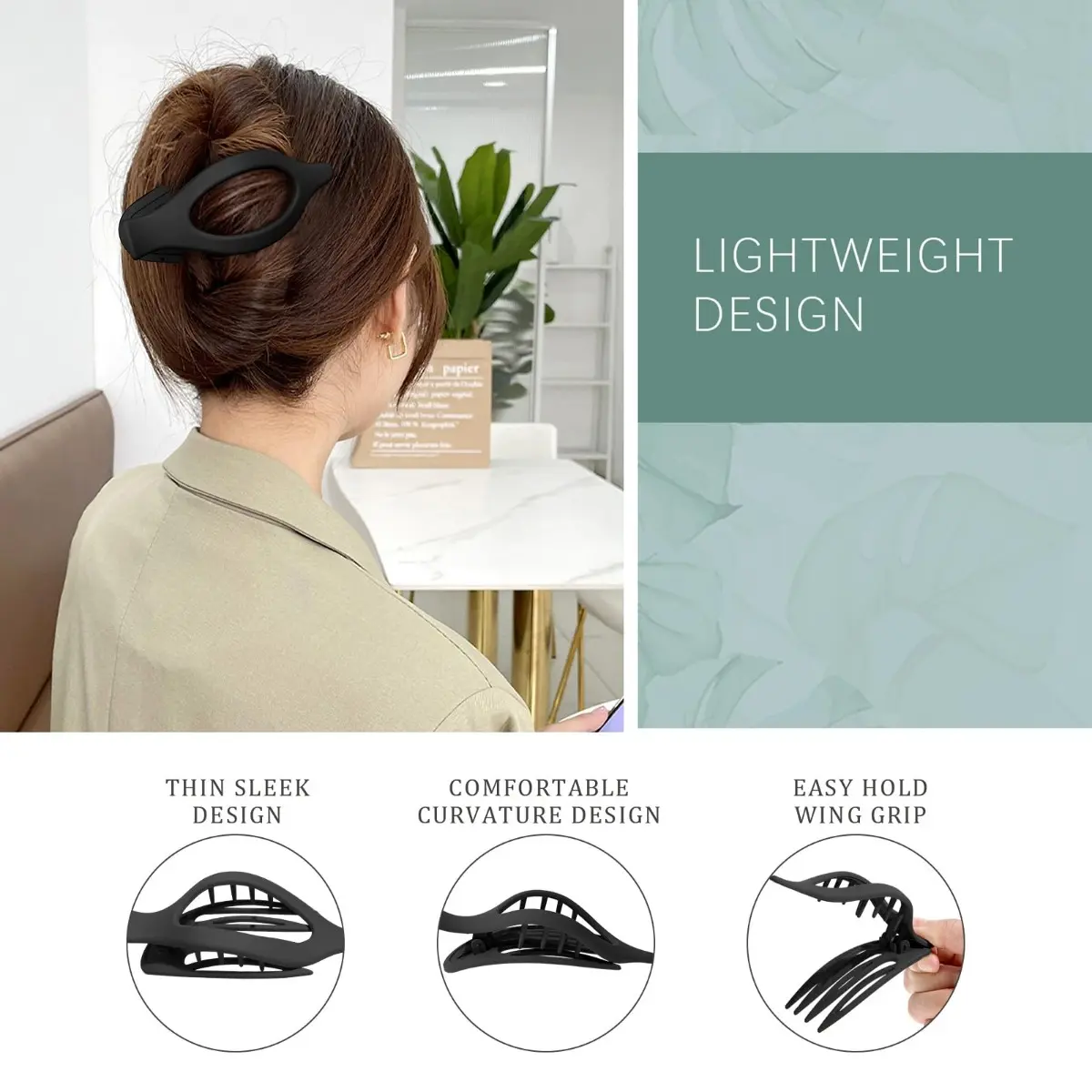 Flat Claw Clips Elegant French Concord Hair Clips Side Slide Duckbill Clips