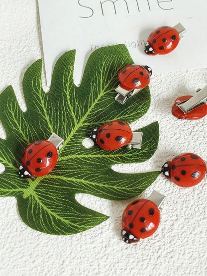 10pcs Ladybug Hair Clip Set for Girls, Non-Slip Hair Barrettes