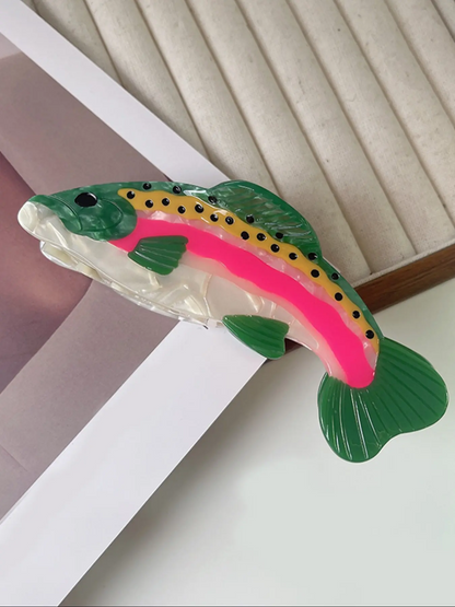 Cute Polka Dot Fish-Shaped Hair Claw Clip, Fun Hair Clips