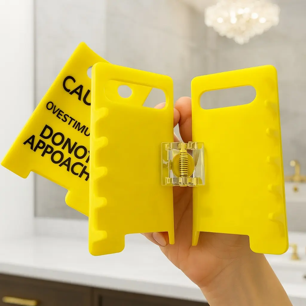 Overstimulated Caution Sign Hair Claw Clip, Setting Boundaries Caution Sign Hair Claw for Women