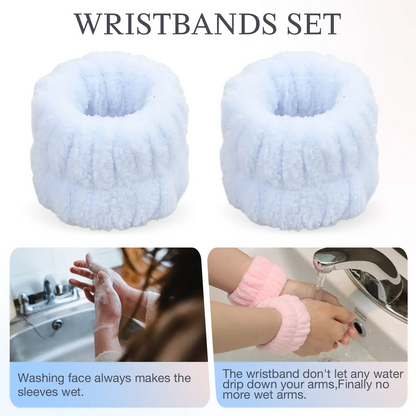 Spa Headband for Women - Makeup Headband & Wrist Washband Set