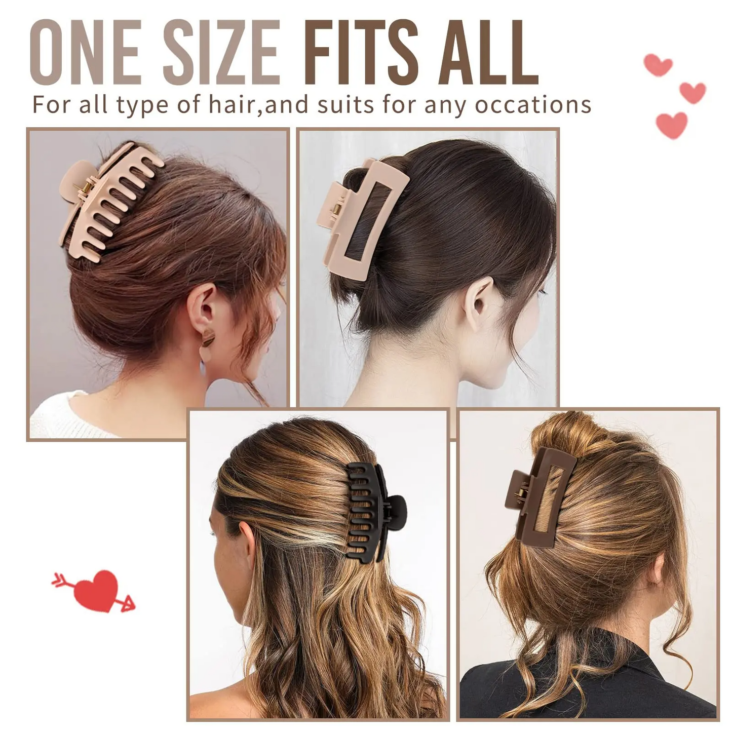 New 4.3 Inch Large Hair Claw Clips for Women Thin Thick Curly Hair