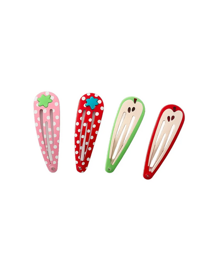 Strawberry & Apple Hair Clips 8Pcs  Cute Aesthetic Y2K Snap Clips for Girls