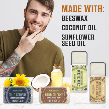 Solid Cologne for Men – 12-Scent Travel Tin Set | Alcohol-Free Balm | 0.5 oz Each