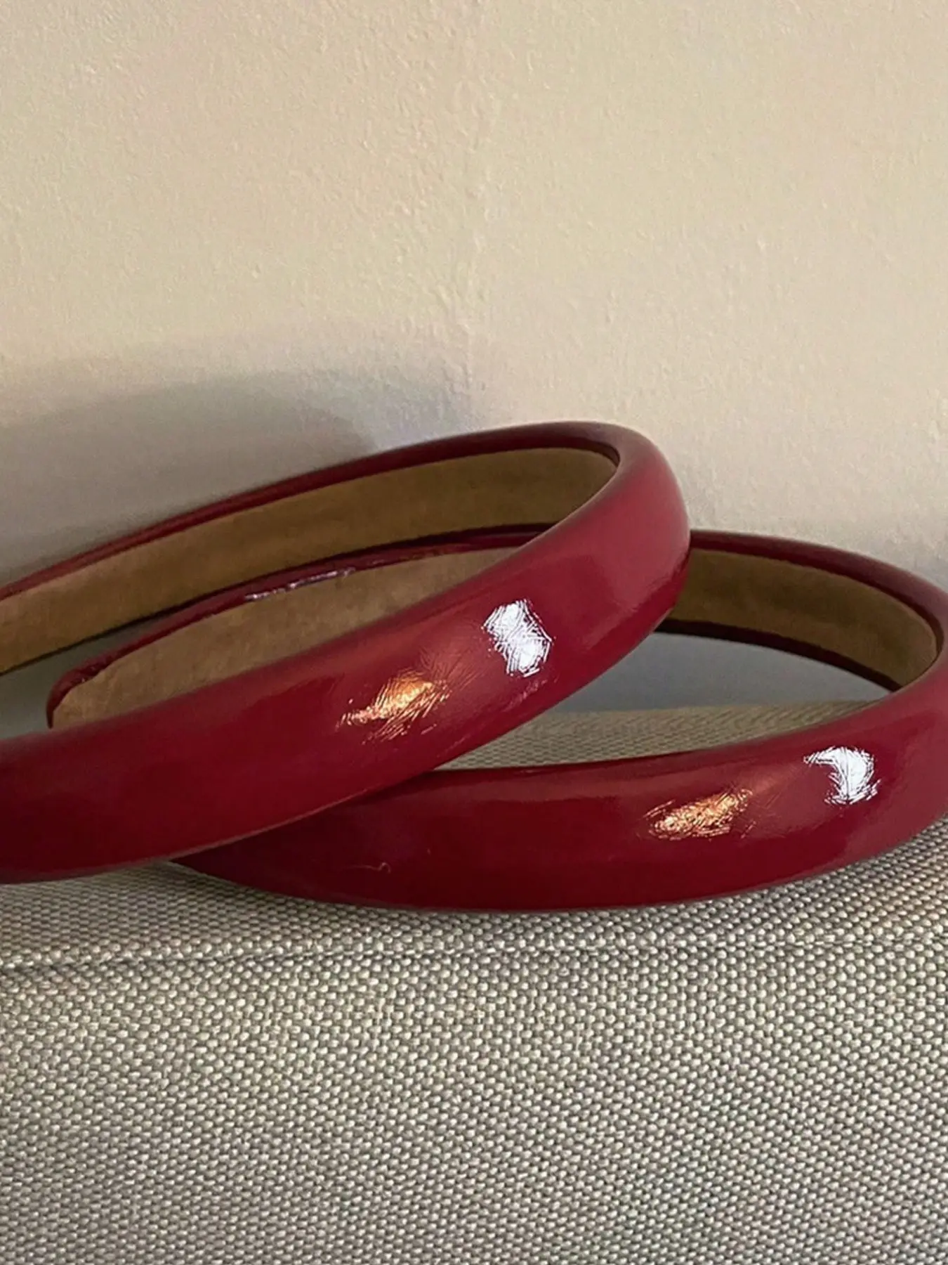 2pcs Vintage Red Faux Leather Headband, Simple Daily Wear Top Knot Hair Hoop