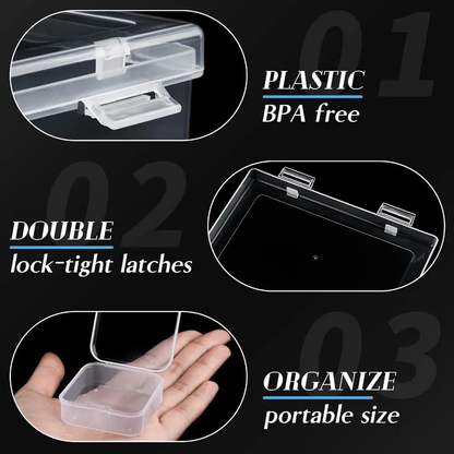 1Pcs Mini Clear Plastic Organizer Boxes with Hinged Snap Closure Lids