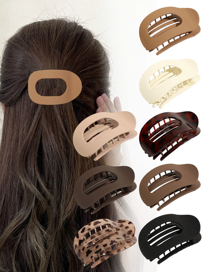 8pcs Medium Oval Claw Clips Non Slip Strong Hold Matte Hair Clamps Tortoise