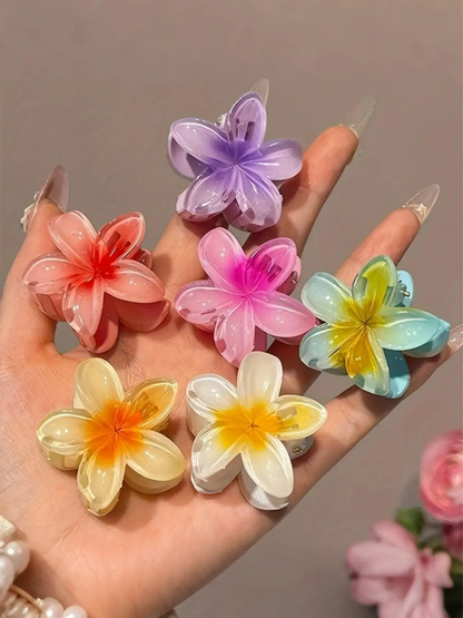 18 Pcs Gradient Candy Color Flower Hair Clips, Hair Clip Set