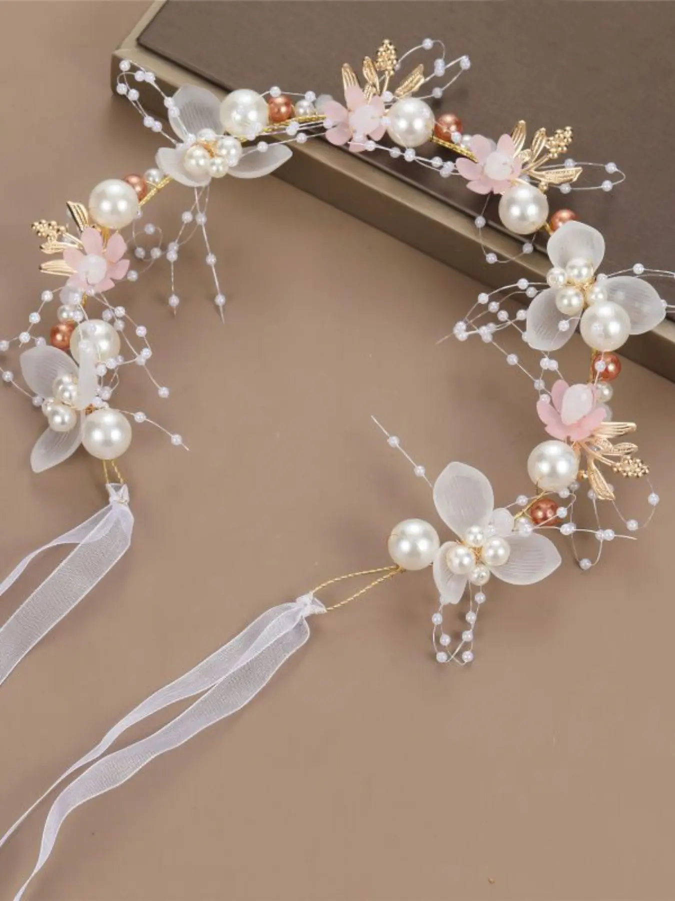 Elegant Pearl-Imitation Flower Hairband, New Forest Style Vintage Hair Accessory