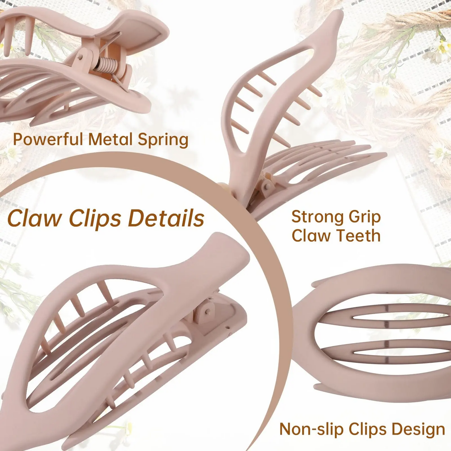 Flat Claw Clips Elegant French Concord Hair Clips Side Slide Duckbill Clips