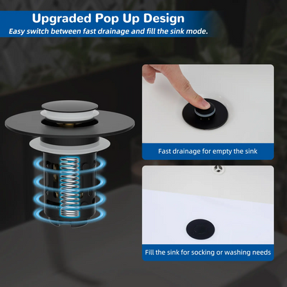 3-in-1 Bathroom Sink Drain Strainer | Pop-Up Stopper, Hair Catcher & Anti-Clog