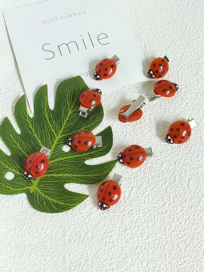 10pcs Ladybug Hair Clip Set for Girls, Non-Slip Hair Barrettes