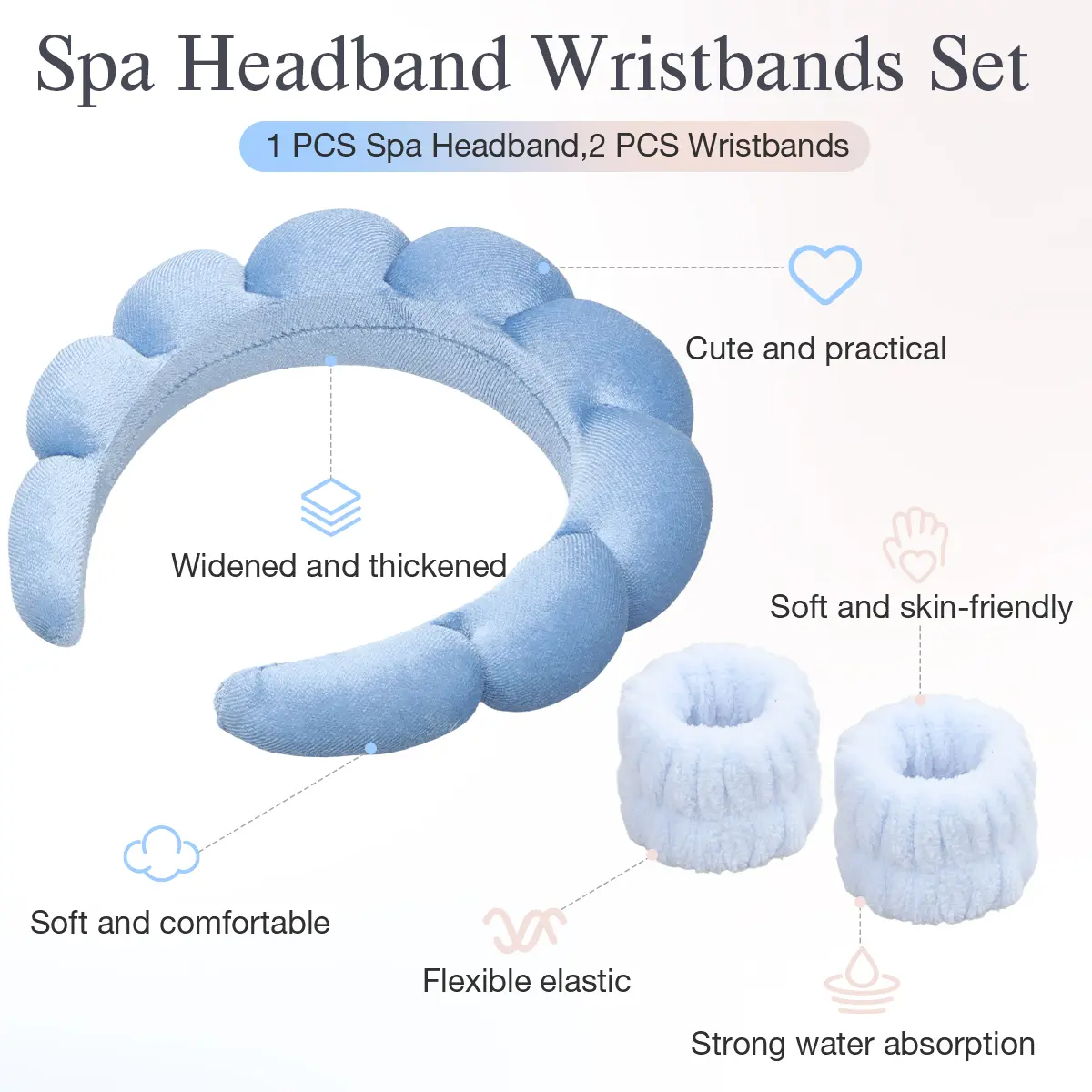 Spa Headband for Women - Makeup Headband & Wrist Washband Set