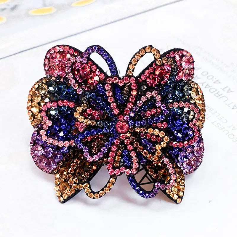 3 Pcs Vintage Crystal Rhinestone Flower Butterfly Hair Clip – Elegant Barrette for Women
