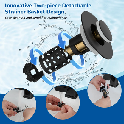 3-in-1 Bathroom Sink Drain Strainer | Pop-Up Stopper, Hair Catcher & Anti-Clog