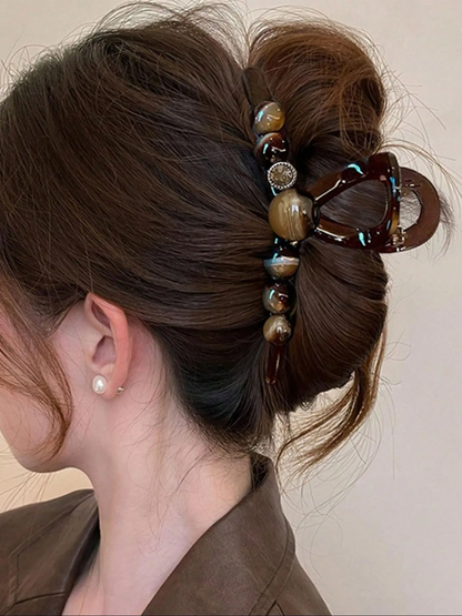 Elegant Pearl Design Large Acrylic Hair Claw, Durable & Stylish Hair Accessory for Women