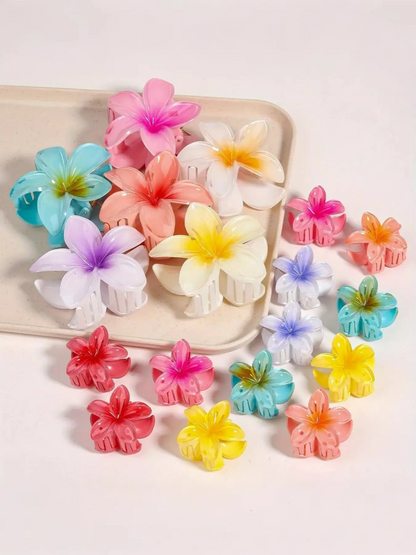 18 Pcs Gradient Candy Color Flower Hair Clips, Hair Clip Set