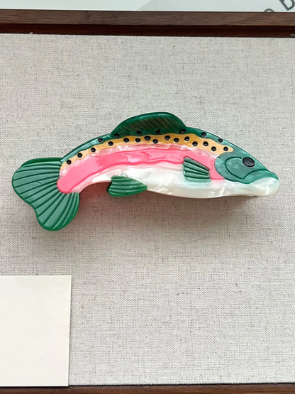 Cute Polka Dot Fish-Shaped Hair Claw Clip, Fun Hair Clips