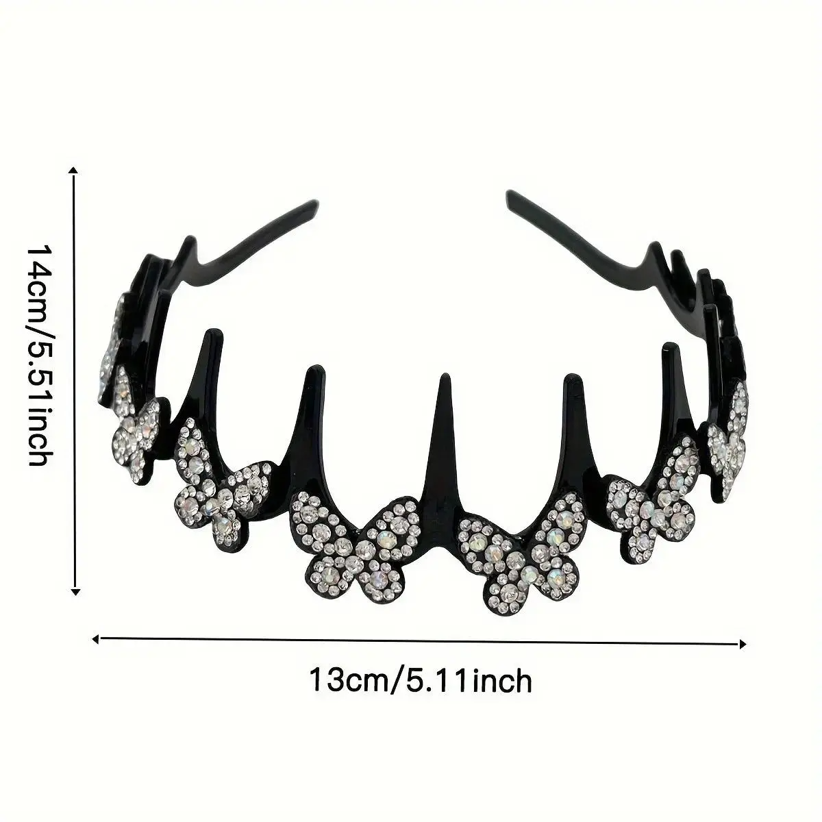 Elegant Wavy Headband for Women Non-Slip Butterfly Crystal