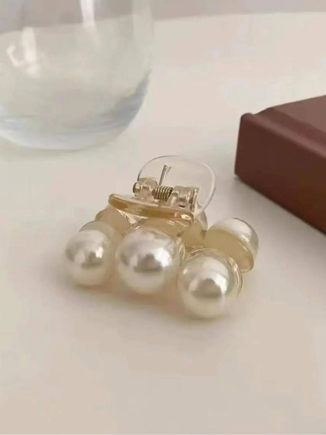 Faux Pearl Decorated Hair Claw for Women