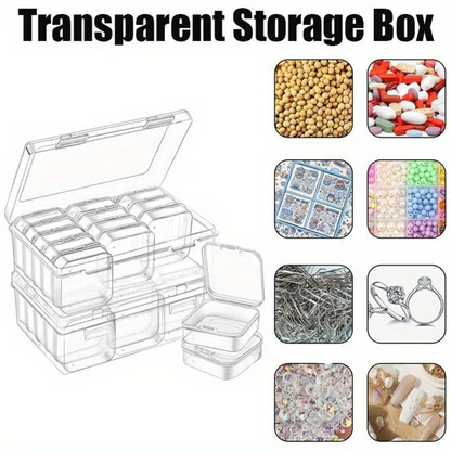 1Pcs Mini Clear Plastic Organizer Boxes with Hinged Snap Closure Lids