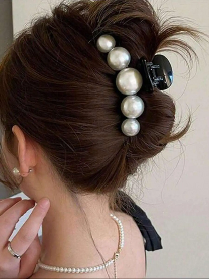 Elegant Pearl Design Large Acrylic Hair Claw, Durable & Stylish Hair Accessory for Women