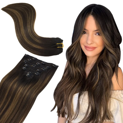 1/2Pcs Hair Extensions Clip in Human Hair Natural Straight Remy Hair Easy