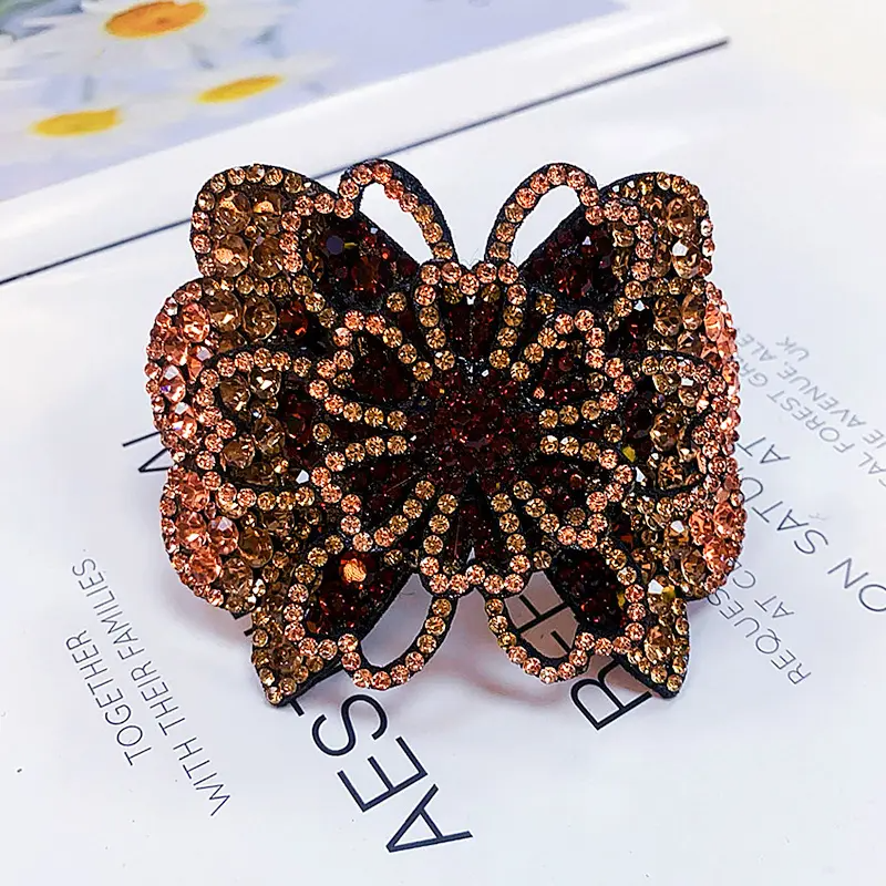 3 Pcs Vintage Crystal Rhinestone Flower Butterfly Hair Clip – Elegant Barrette for Women