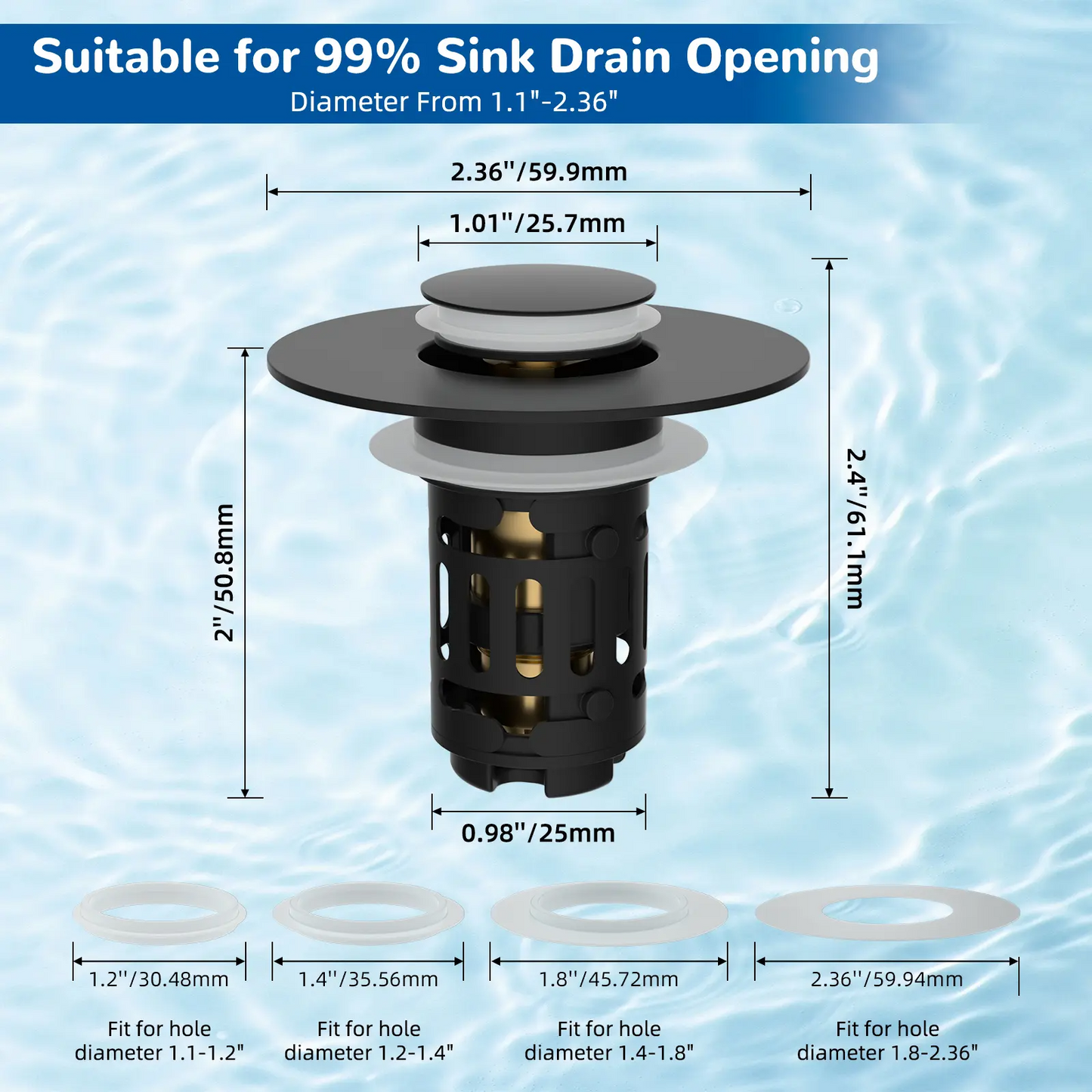 3-in-1 Bathroom Sink Drain Strainer | Pop-Up Stopper, Hair Catcher & Anti-Clog