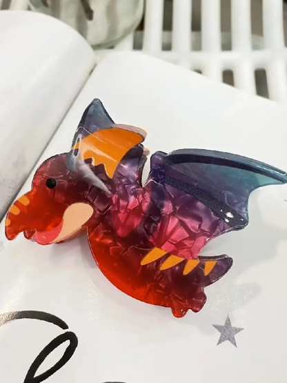5pcs Gradient Dinosaur Hair Clip, Cute Cartoon Little Dinosaur Claw Clip for Women