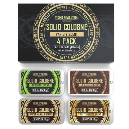 Solid Cologne for Men – 12-Scent Travel Tin Set | Alcohol-Free Balm | 0.5 oz Each